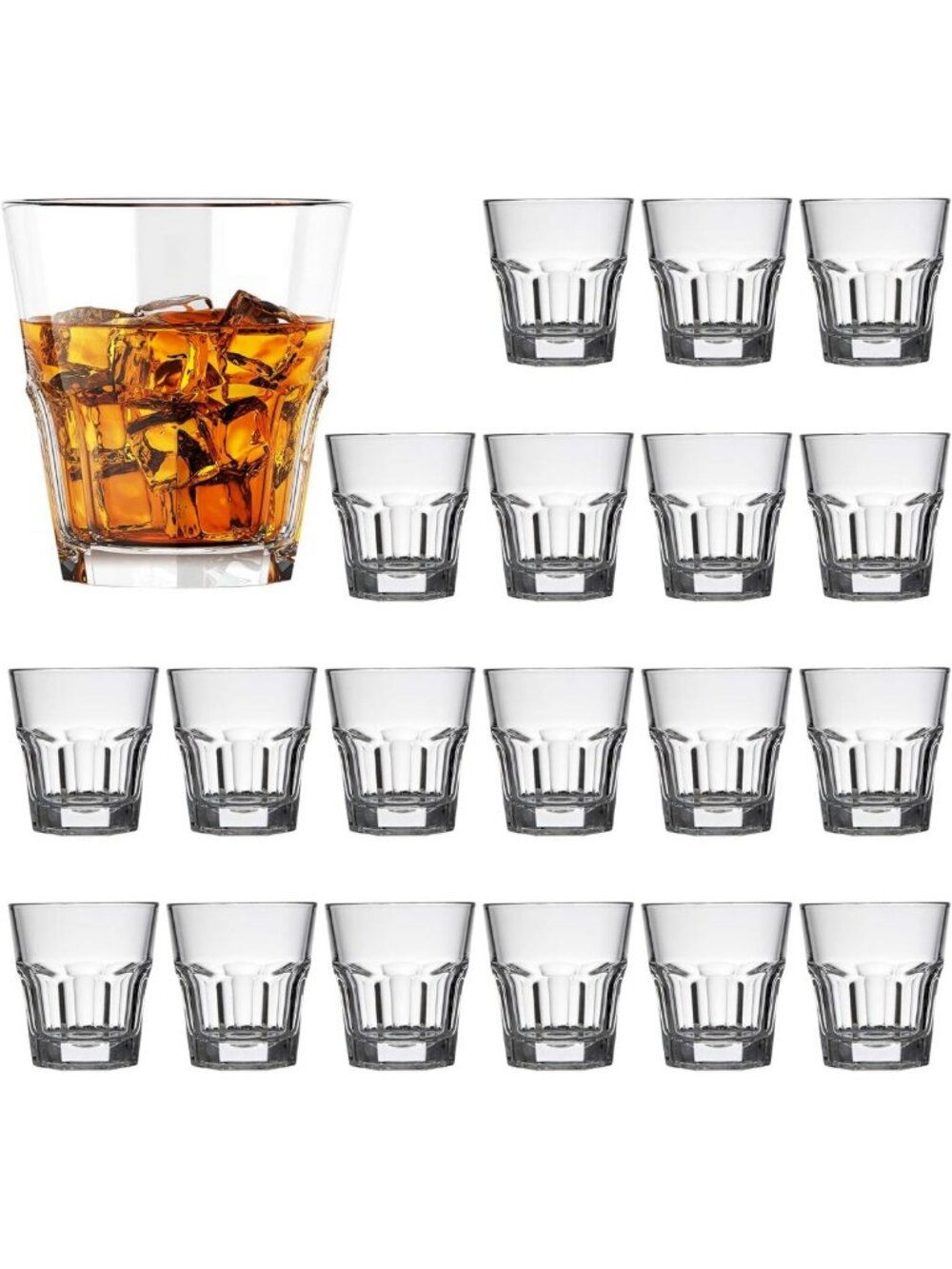 Set of 20 Heavy Base Clear Shot Glasses, 4.5oz Whiskey Party Drinkware